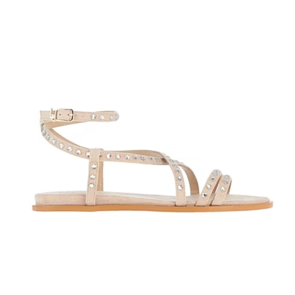 LIU •JO Beige Strappy studded sandals.